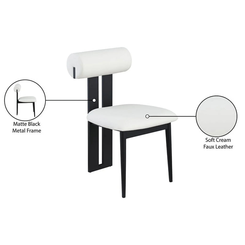 Cream Vegan Leather Dining Chair Set of 2 G2682