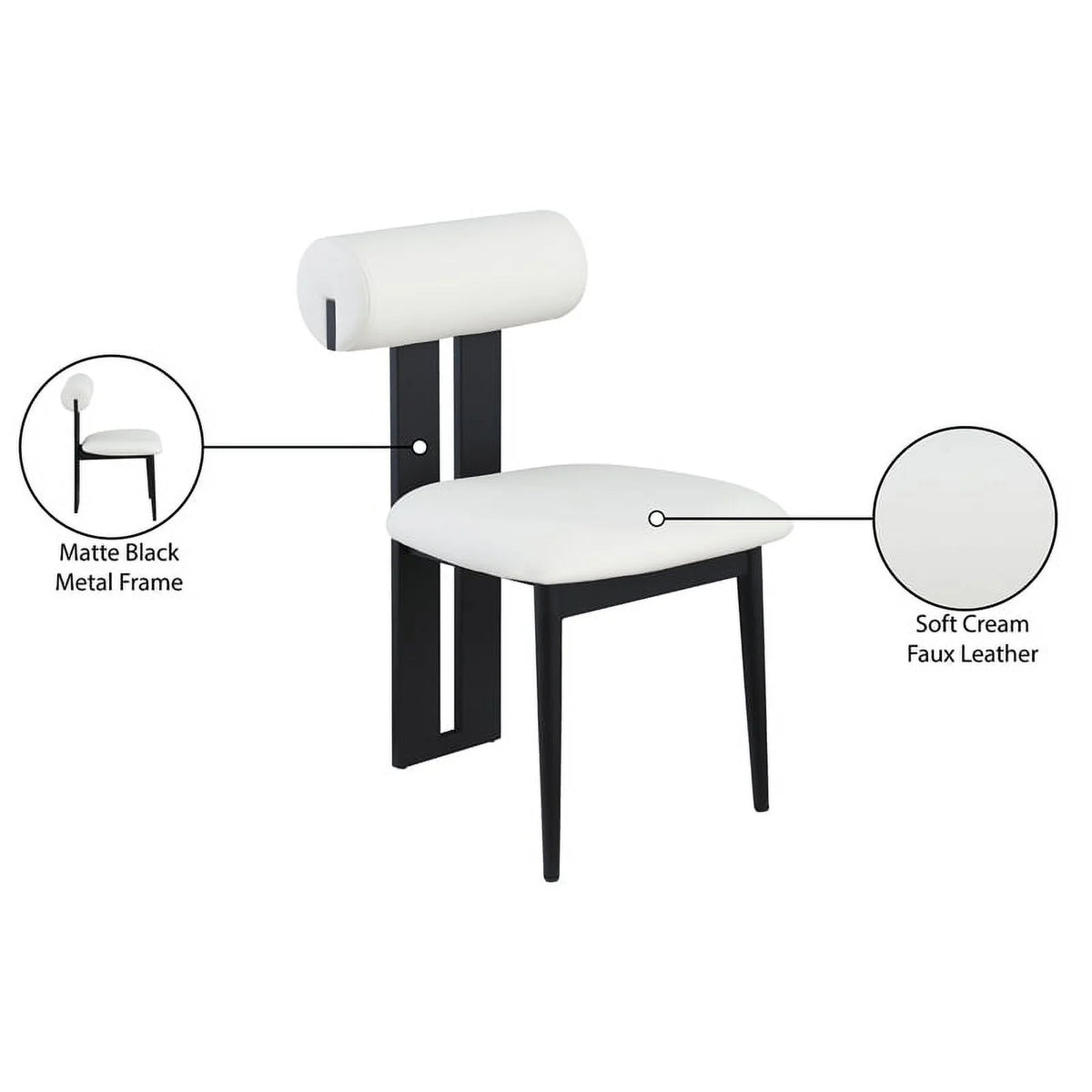 Cream Vegan Leather Dining Chair Set of 2 G2682
