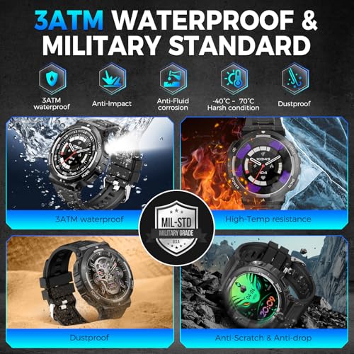 1.53” Rugged Smart Watch with LED Flashlight A85717