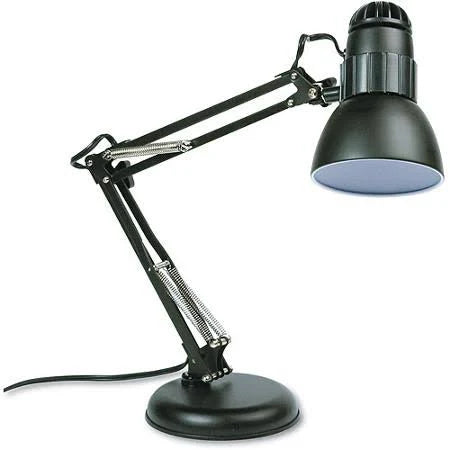 Matte Black Swing Arm Desk Lamp, Weighted Base, 22x22 Reach T307
