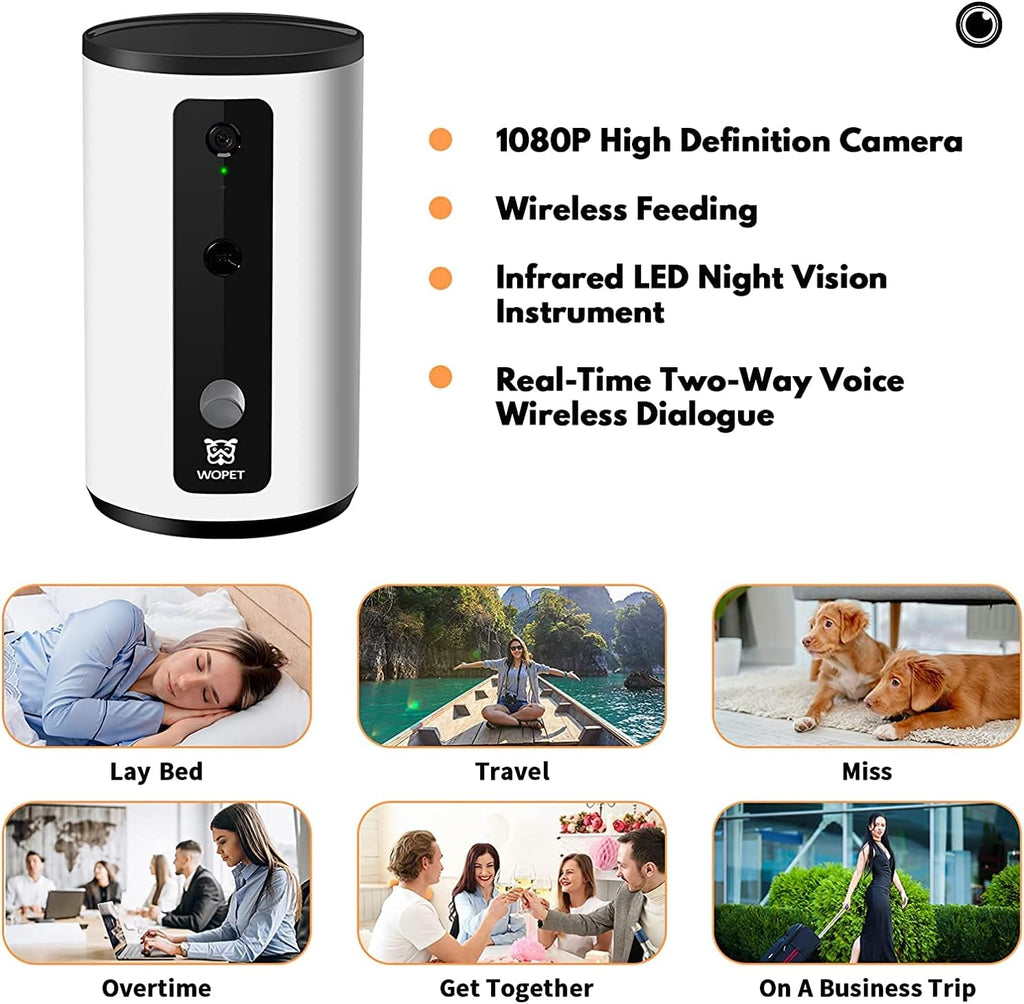 Smart Pet Camera Dog Treat Dispenser with Night Vision Two Way Audio W95975