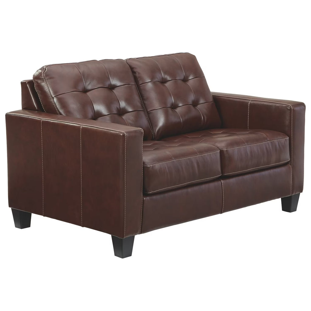 Brown Leatherette Loveseat with Track Armrests G298778