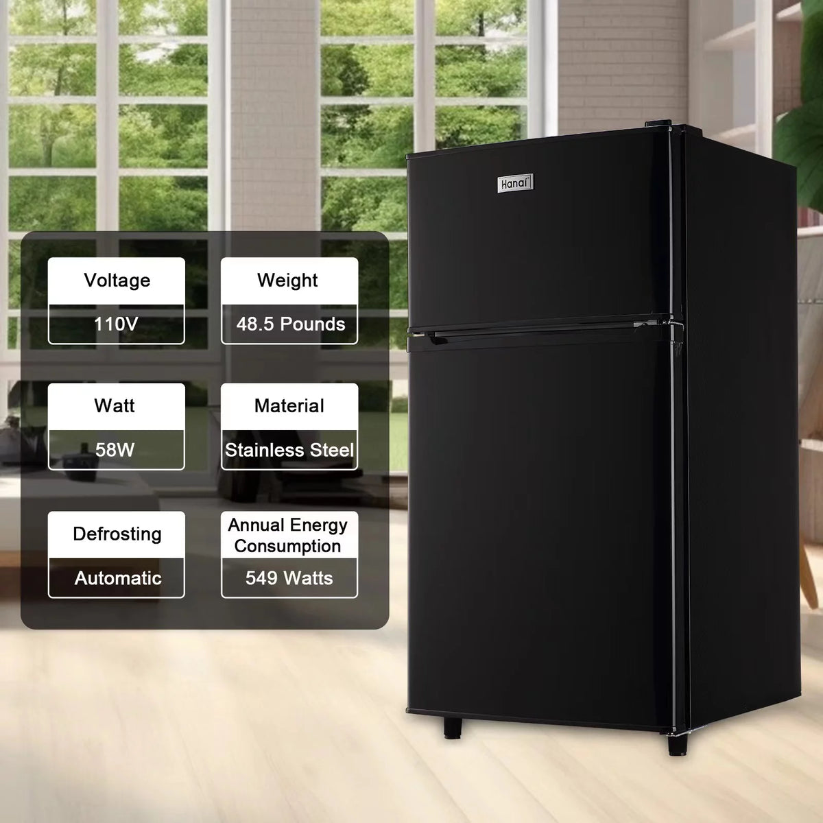 3.2 Cubic Feet Retro Dual Door Mini Fridge with Freezer F328546