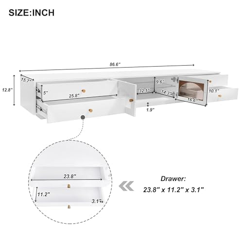 Black TV Stand with Open Storage Shelf and Drawers U89080