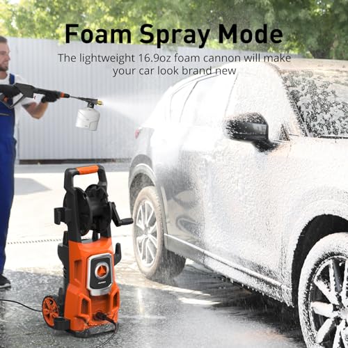 Electric Pressure Washer, 5000 Max PSI, 3.6 GPM, with Hose Reel, 4 Quick Connect Nozzles, Foam Cannon Z15179