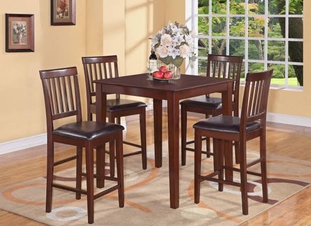 5 Piece Counter Height Table & 4 Faux Leather Upholstered Seat C3865