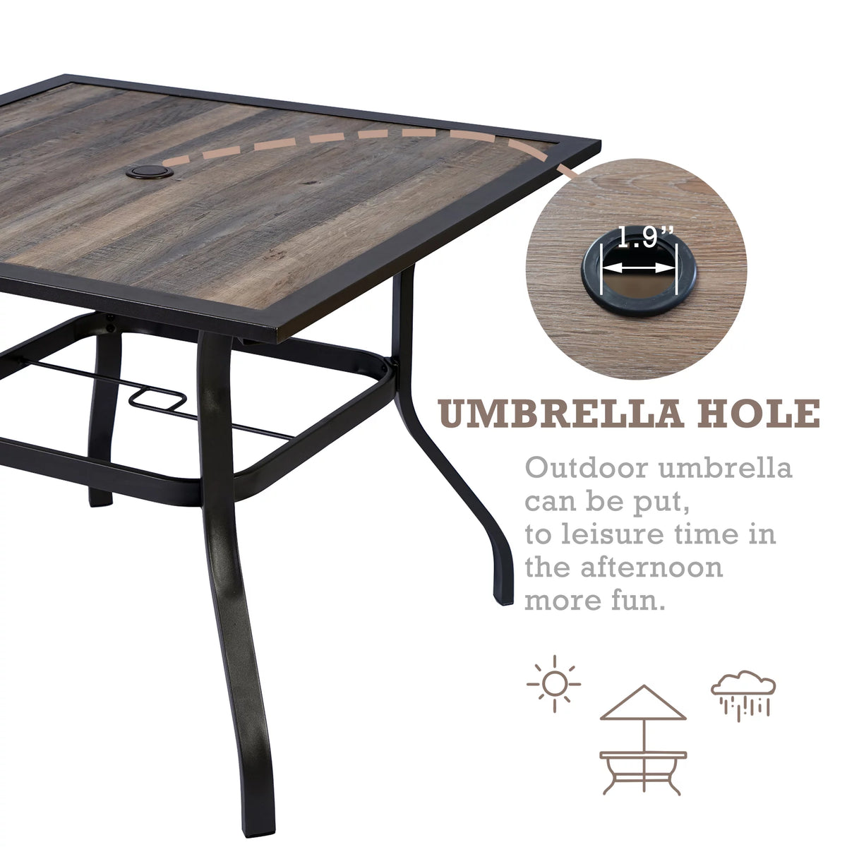 Outdoor Patio Dining Table 37" x 37" Brown P56348
