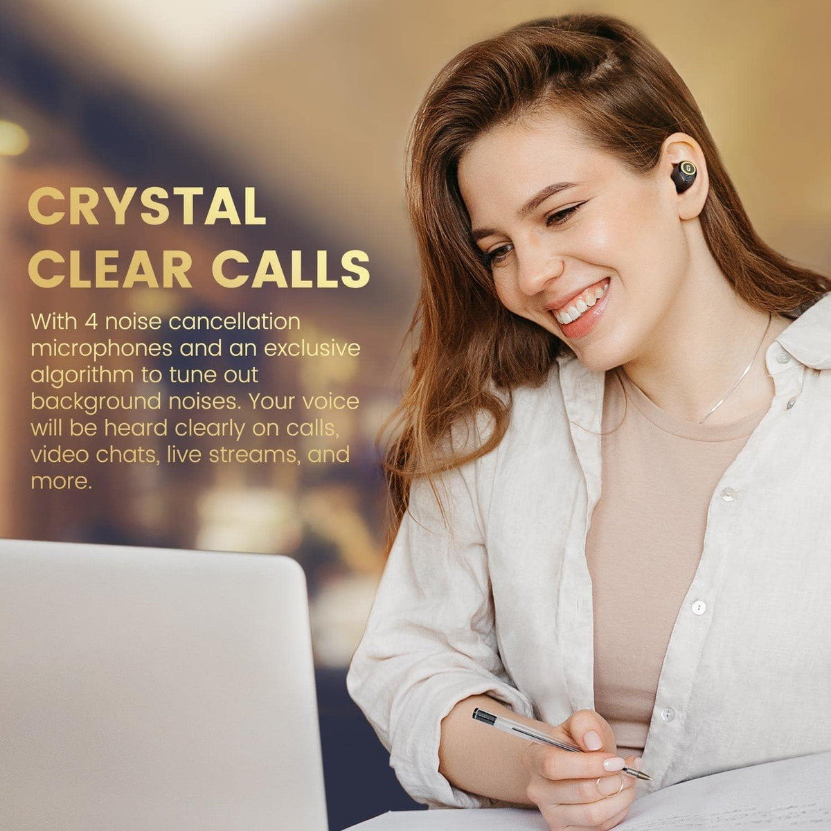 Hybrid Active Noise Cancelling Earbuds, Wireless Bluetooth 5.2 Earphones with ANC Transparent Mode, 4 Mics, 30H Play Time, IPX5 Waterproof J631135