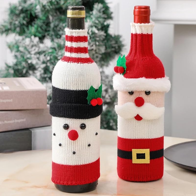 2pcs Christmas Sweater Wine Bottle Cover F951