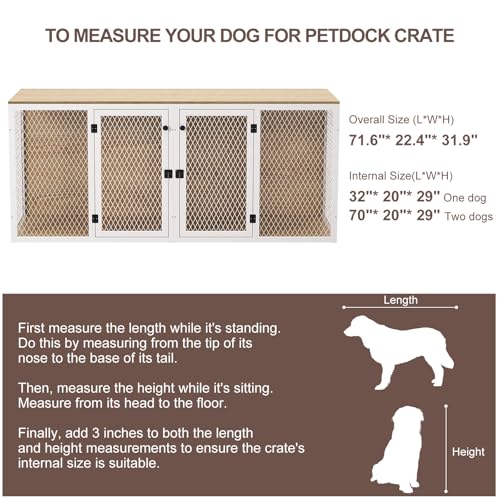 Double Dog Kennel Furniture with Divider and Double Doors V227502