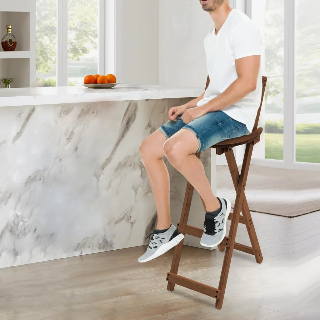 Bamboo Bar Stools Foldable Lightweight Space-saving W78928