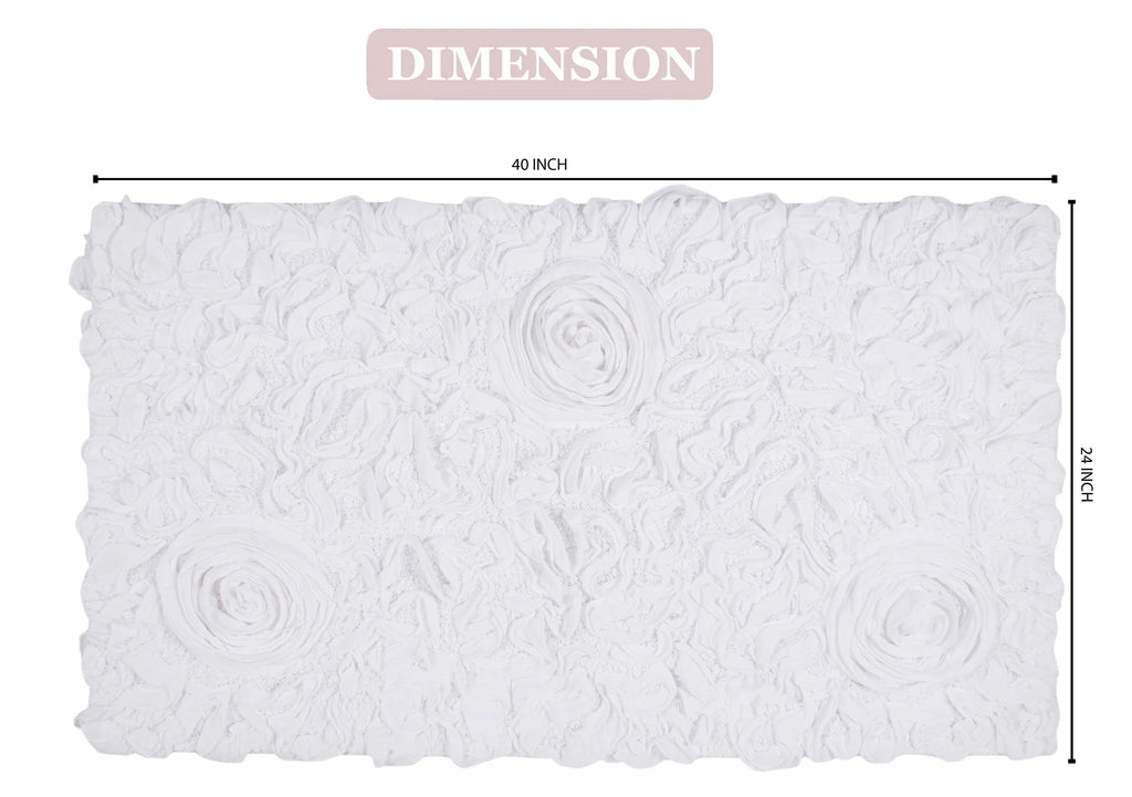 100% Cotton Tufted Bath Rugs, 24"x40" Rectangle, White L10187