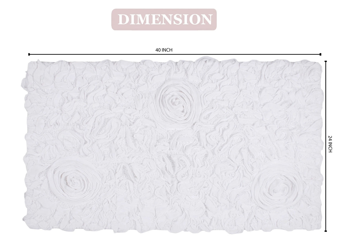 100% Cotton Tufted Bath Rugs, 24"x40" Rectangle, White L10187
