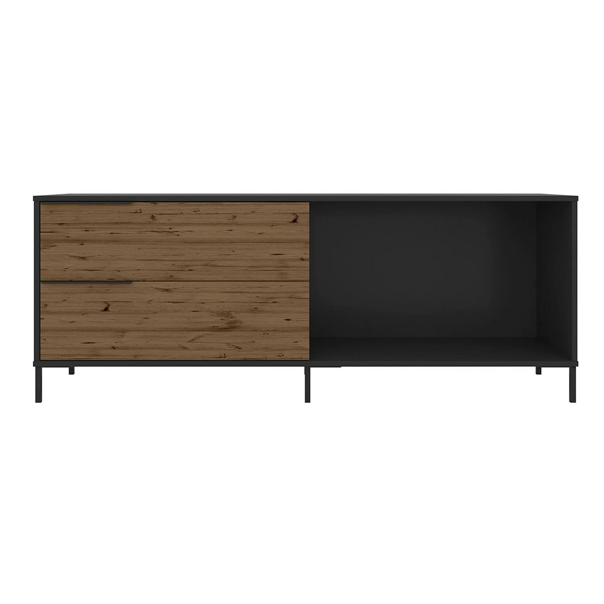 60 Inch Wood and Metal TV Stand with 2 Drawers E784