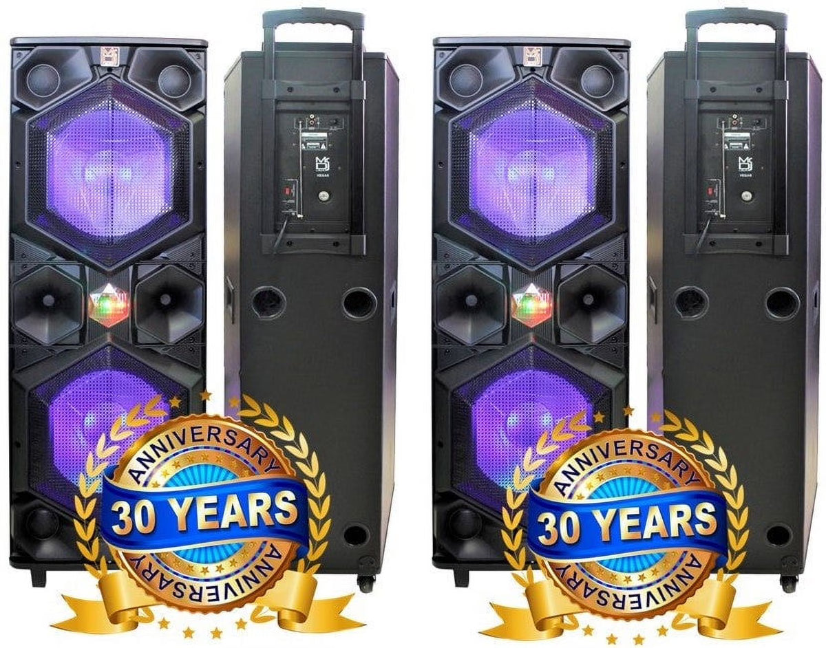 Dual 15" 3-Way Full-Range Powered DJ PA Bluetooth Loudspeaker M92337