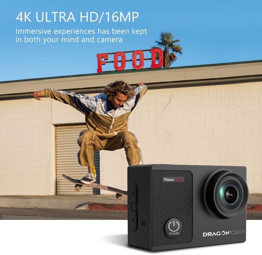 4K Waterproof Action Camera with Remote Control and Helmet Accessories Kit Pack of 2 A105