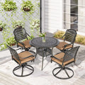 5 Piece Cushioned Swivel Rocking Patio Dining Set with 35.2" Round Table Y28049