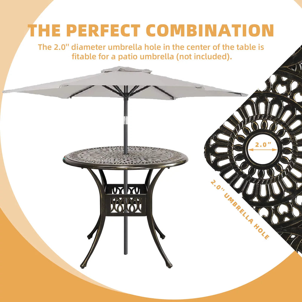 5 Piece Cushioned Swivel Rocking Patio Dining Set with 35.2" Round Table Y28049