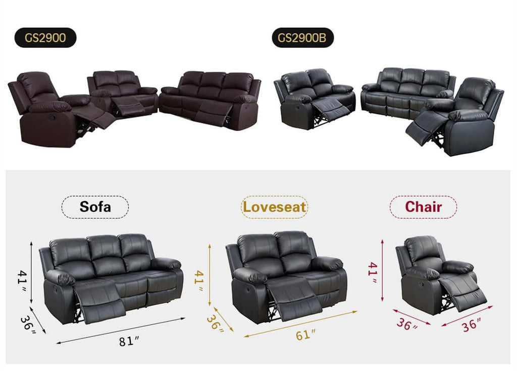Reclining Sofa Loveseat Chair Set A583