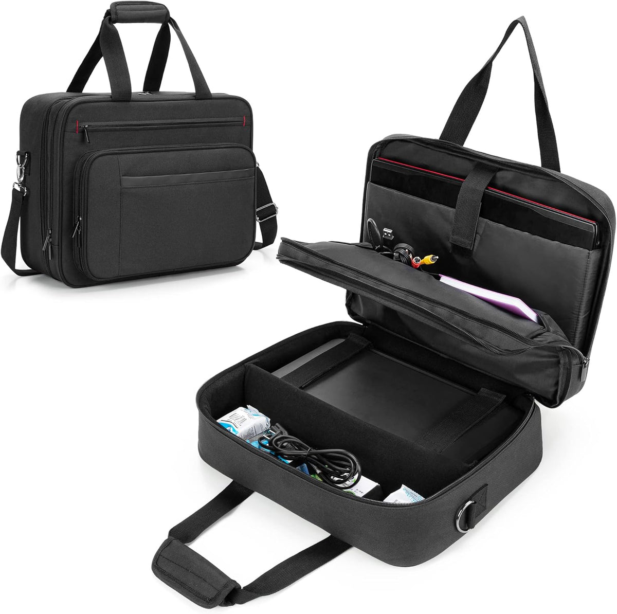 Double-layer Portable Printer Storage Bag with Laptop Layer and Shoulder Strap V17109
