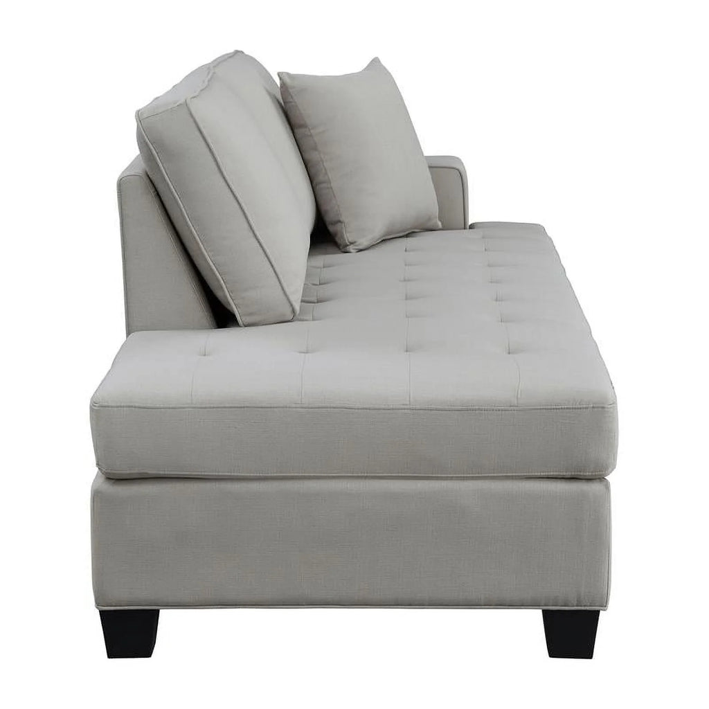 75.5" Transitional Textured Fabric Chaise with 1 Pillow in Gray A445