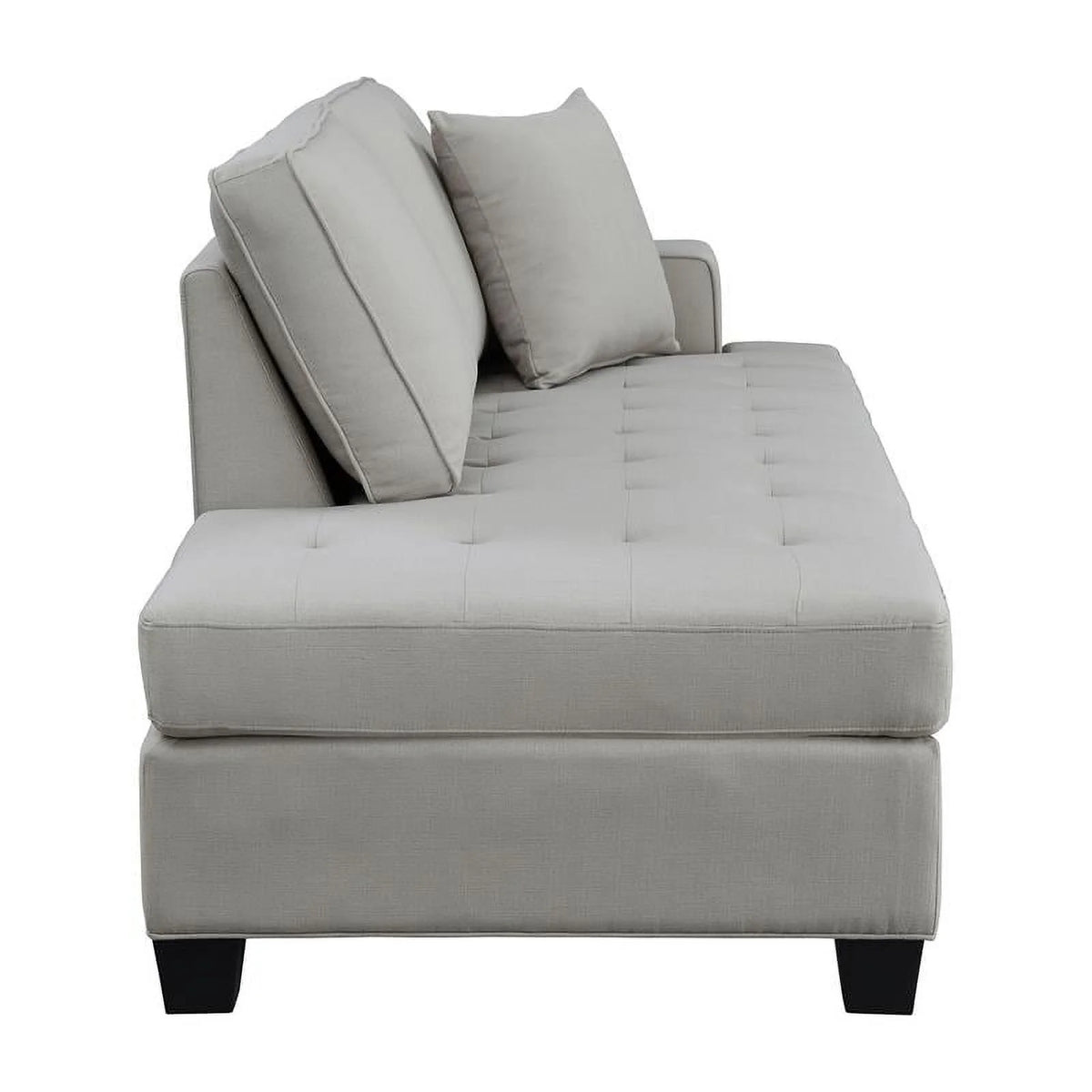 75.5" Transitional Textured Fabric Chaise with 1 Pillow in Gray A445