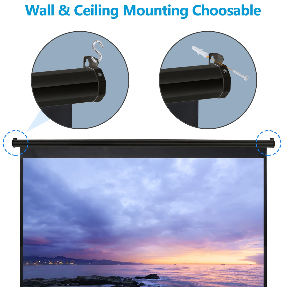 120 1:1 Manual Pull Down Projector Screen U12157