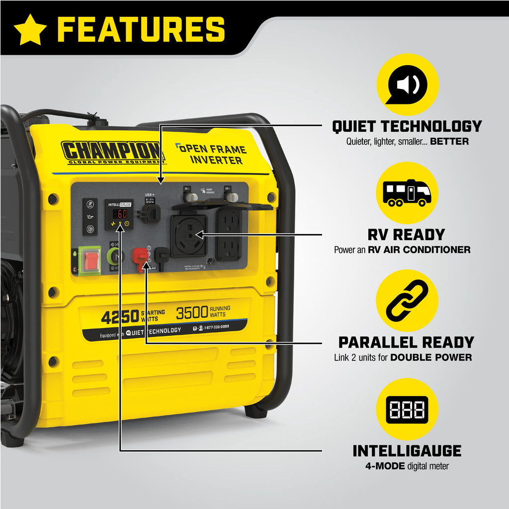4250-Watt Open Frame Gasoline Inverter Generator R386125