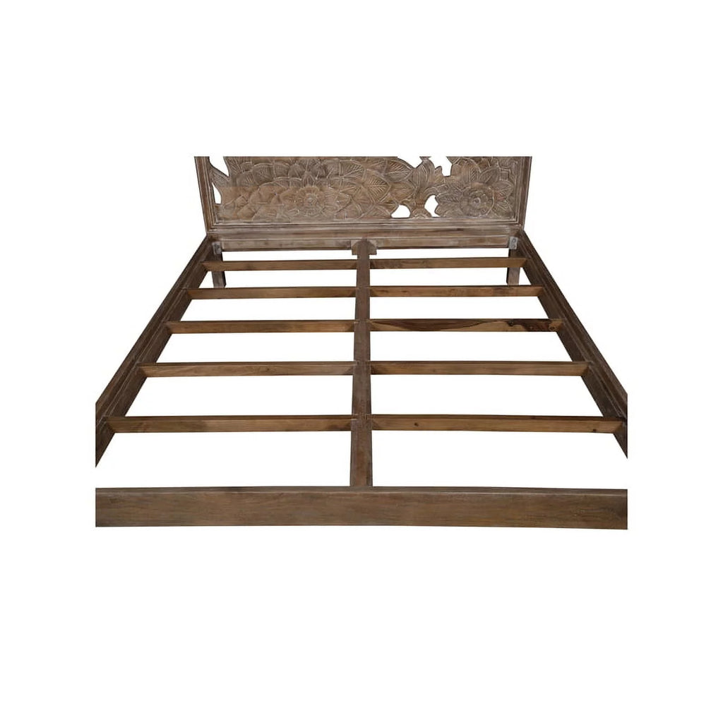 Queen Solid Wood Hand Carved Motif Bed D2975