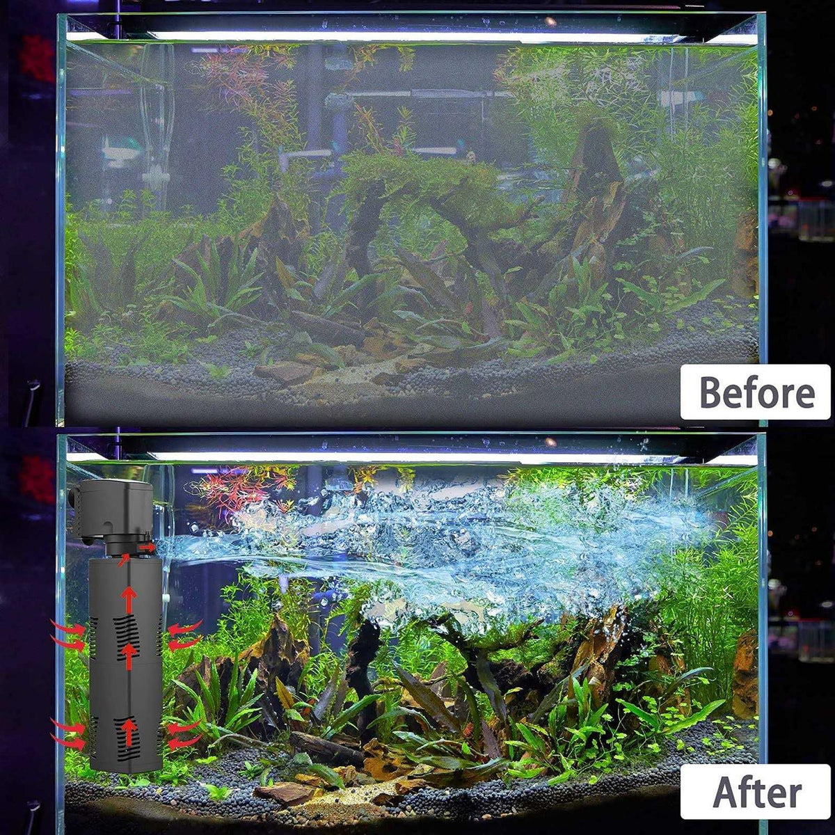 Aquarium Filter 300gph Submersible Internal Fish Tank Filter U509979