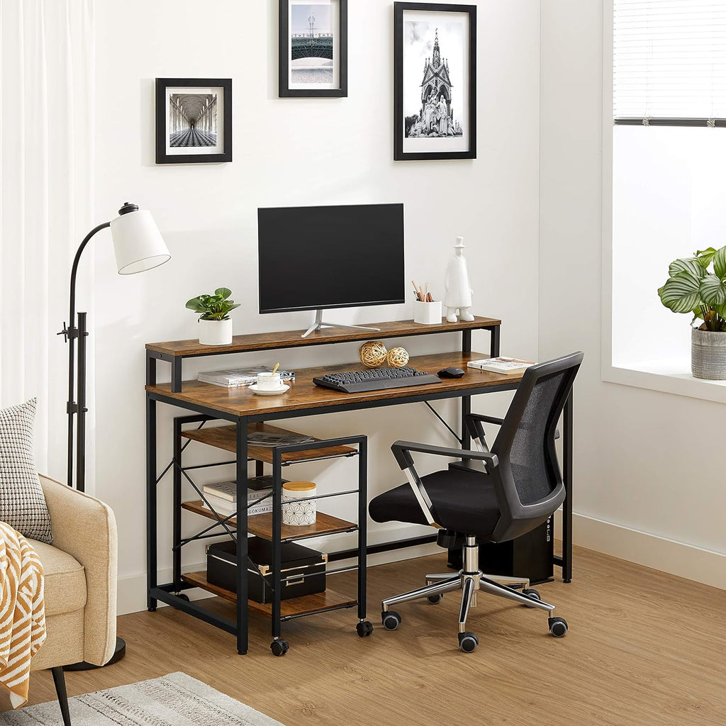 Computer Desk with Monitor Stand and Storage Shelves B669117
