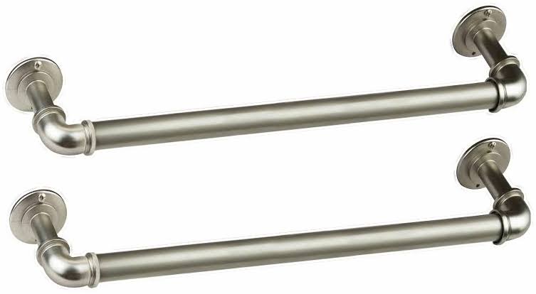 Industrial Pipe Design Towel Bar/ Closet Rod (Set of 2) Satin Nickel 24 Inches X83761