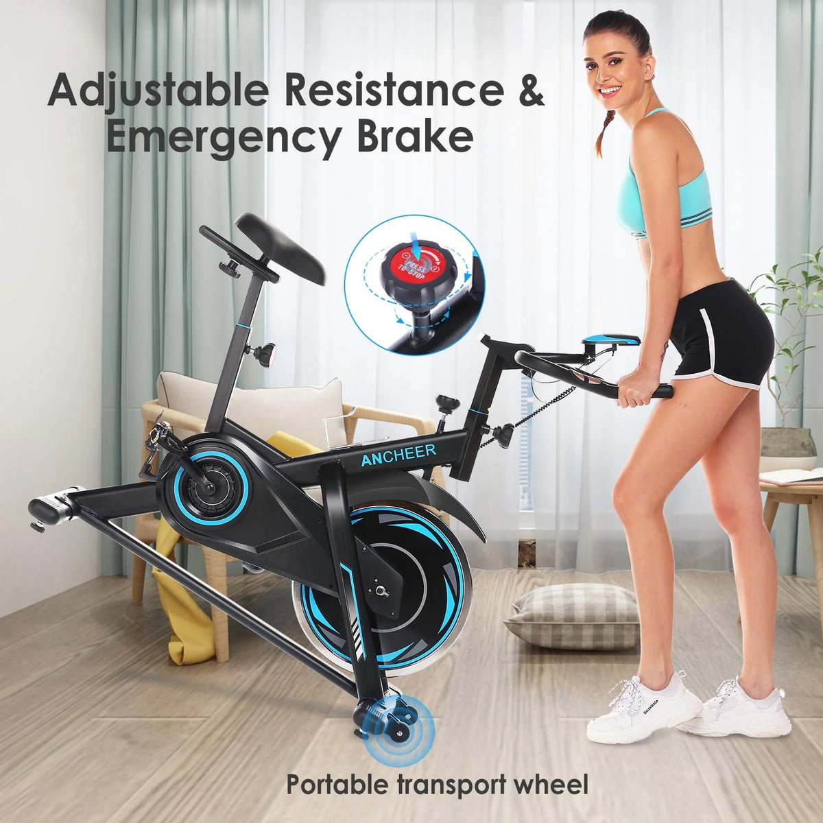 Indoor Exercise Bike with LCD Monitor and 330 lbs Weight Capacity R149