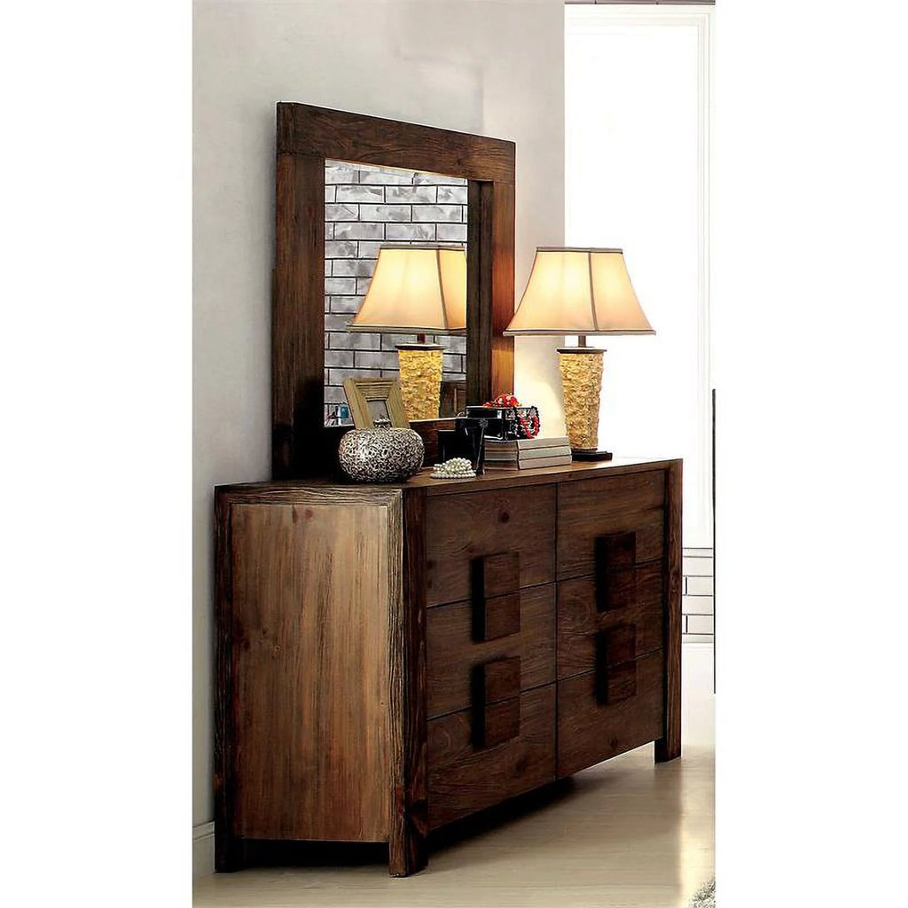 Brown Solid Wood Dresser and Mirror Q663083