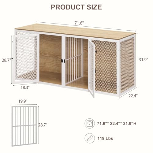 Double Dog Kennel Furniture with Divider and Double Doors V227502