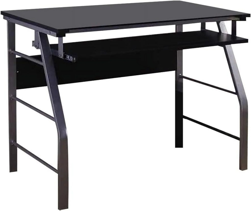 Glass and Metal Computer Workstation Desk J57587