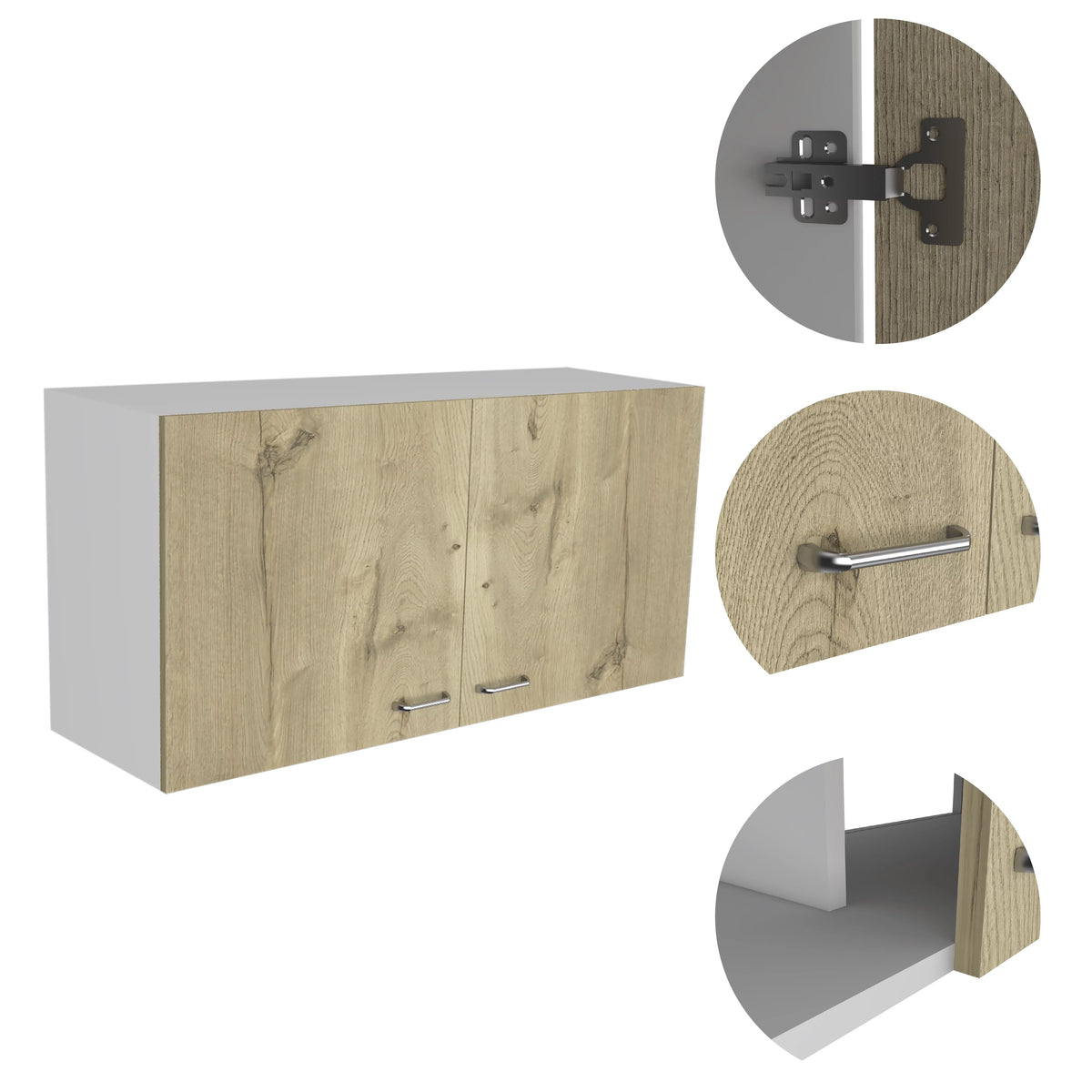 Rectangle 2-Door Wall Cabinet White and Light Oak O268210