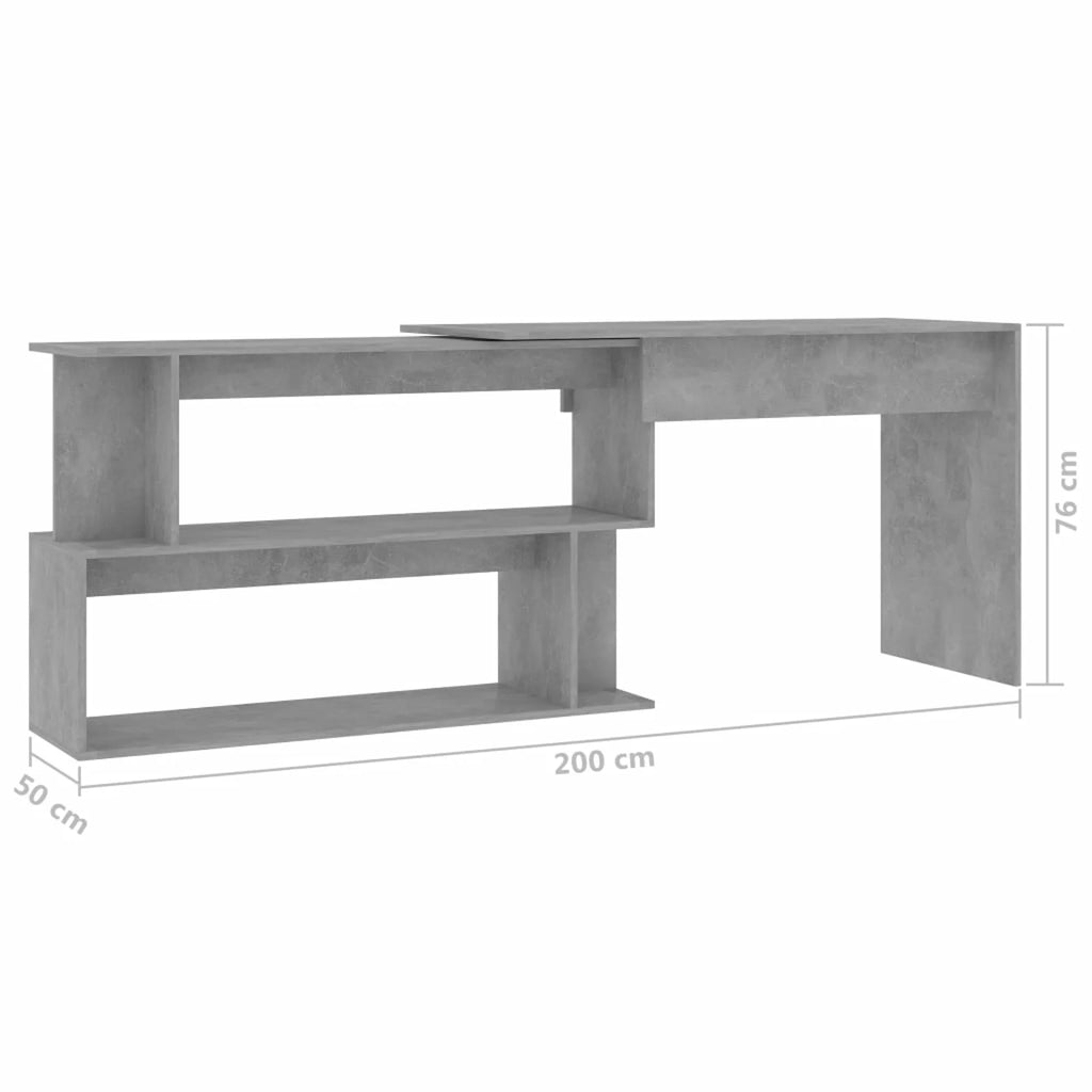 Concrete Gray Engineered Wood Corner Desk G224693