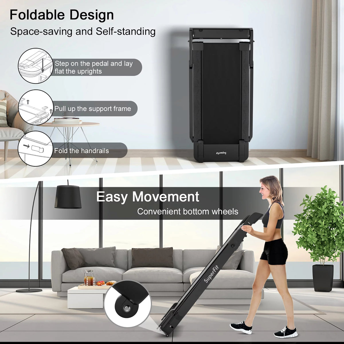 Foldable Electric Treadmill with Bluetooth Black G742152