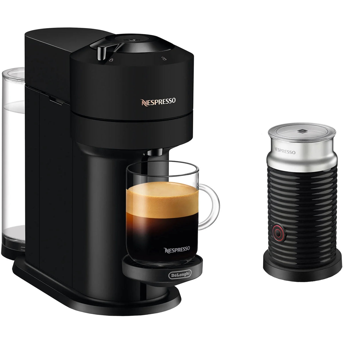 Black Coffee and Espresso Maker with Milk Frother D7668