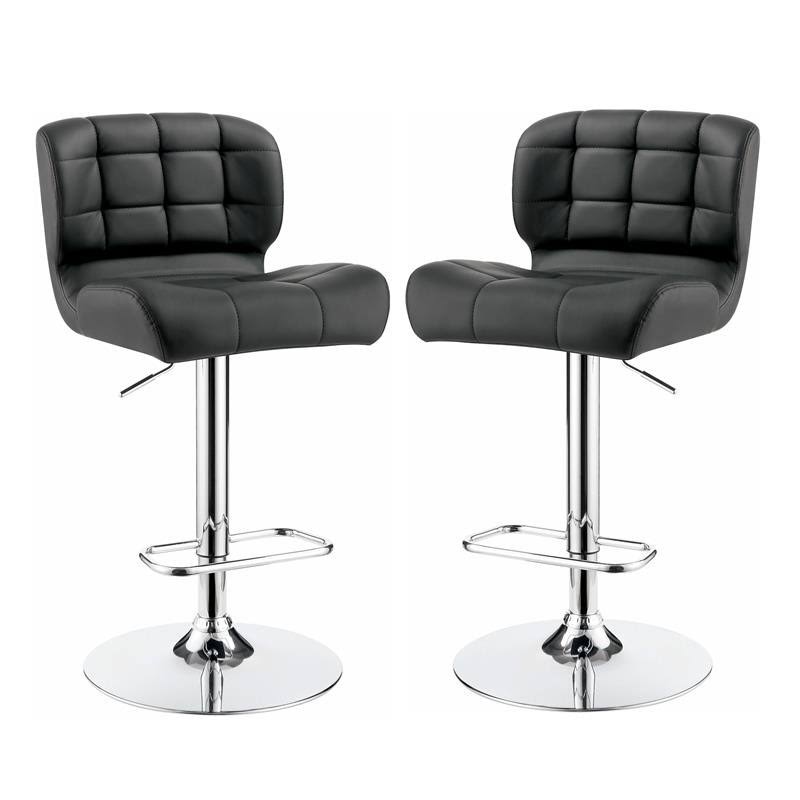 Gray Faux Leather Adjustable Barstool Set of 2 J459