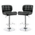 Gray Faux Leather Adjustable Barstool Set of 2 J459