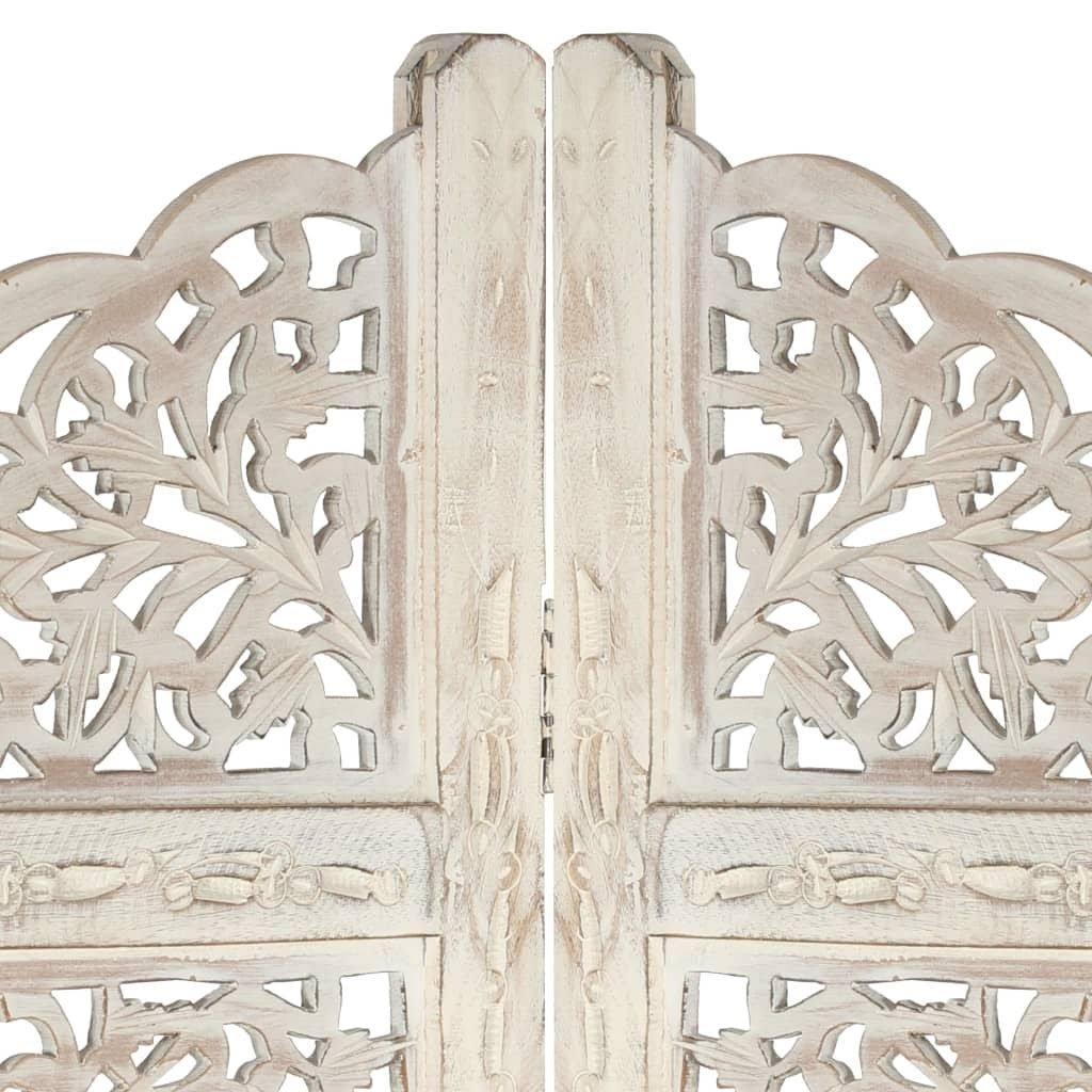 White 4-Panel Solid Mango Wood Room Divider T285