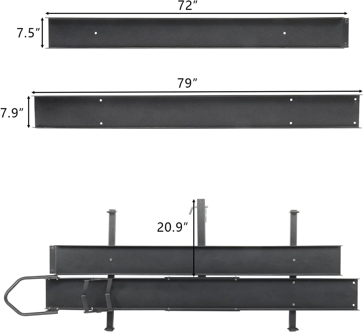 600LBS Steel Hitch Mount Motorcycle Carrier with Loading Ramp H1443