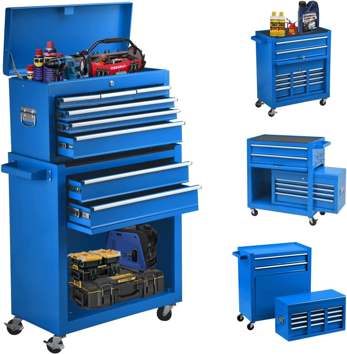 Red Lockable Rolling 8-Drawer Tool Chest with Wheels W513486