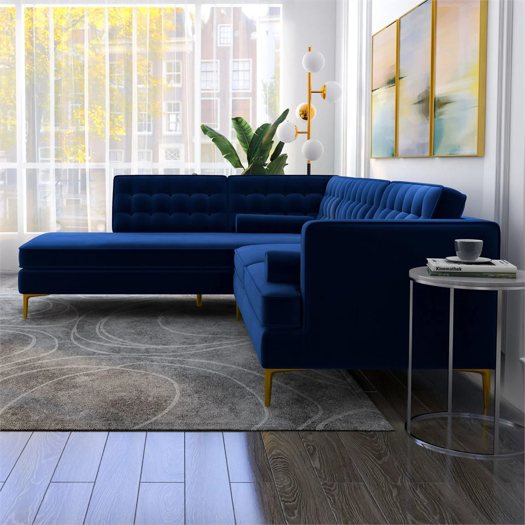 Blue Velvet Left-Facing Sectional W749215