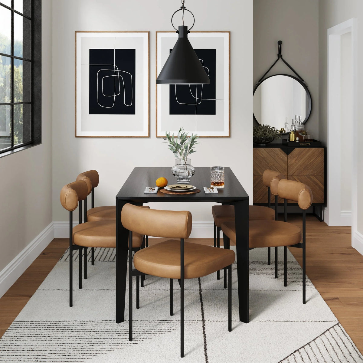 Brown Metal Legs Vegan Leather Dining Chair M23894