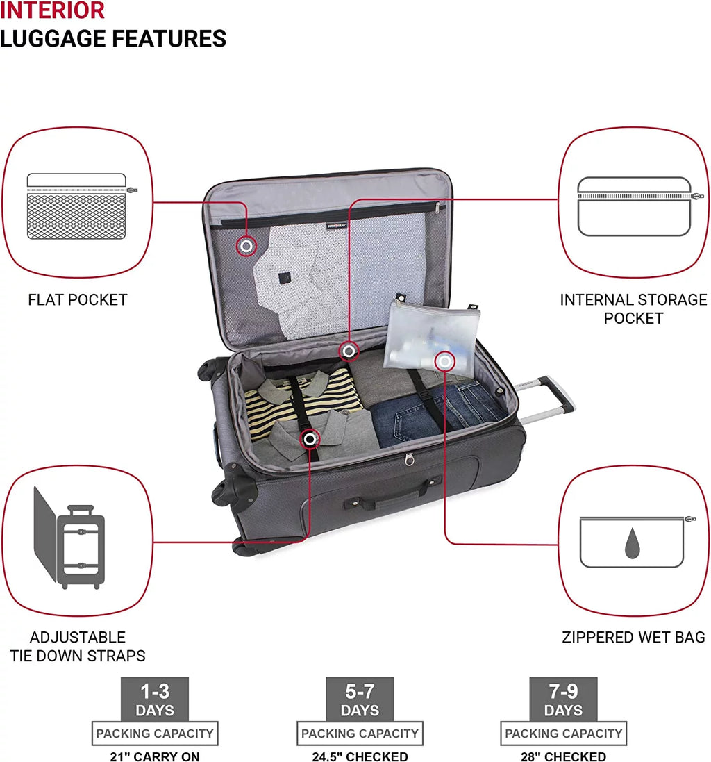 3 PC Spinner Suitcase Set Dark Grey A49650