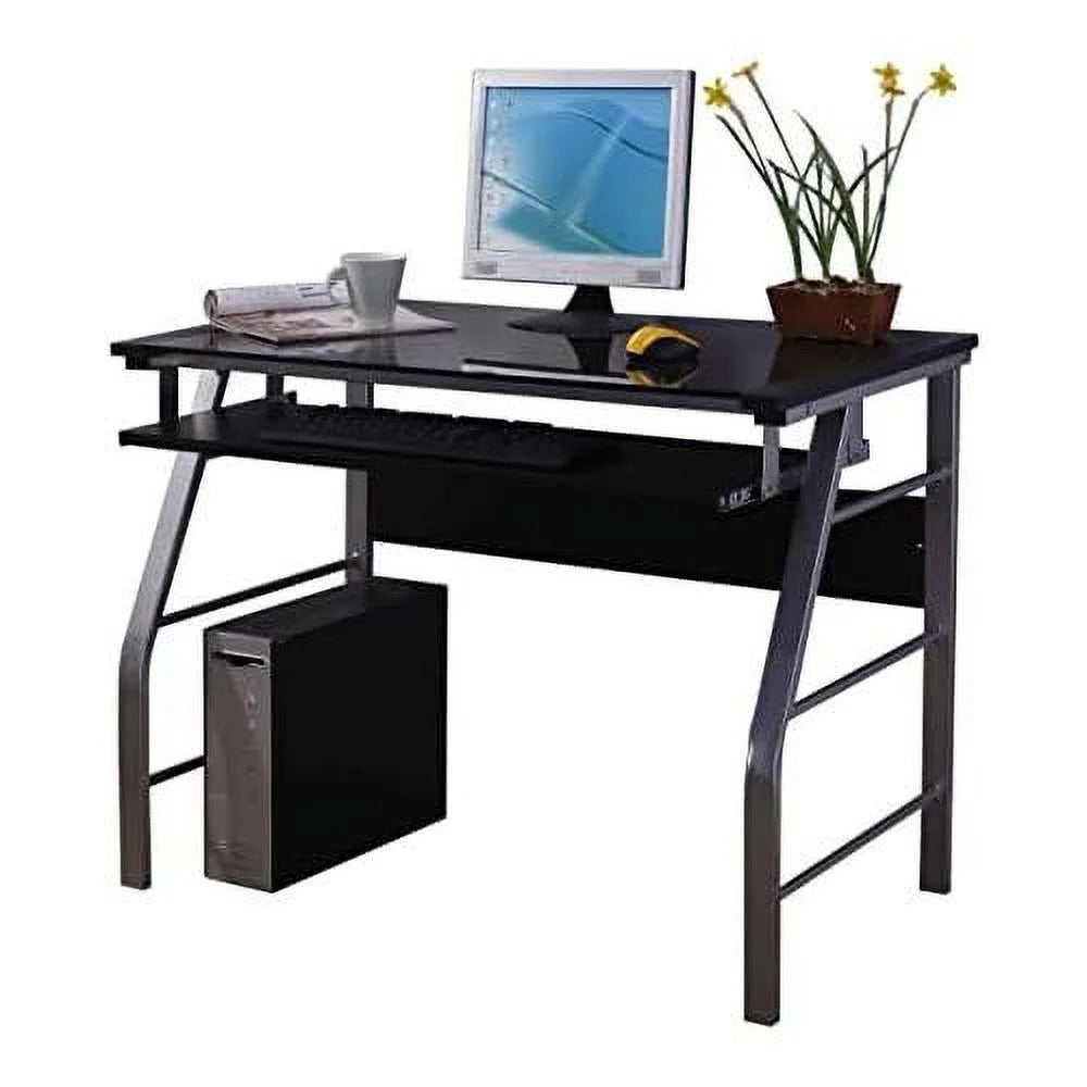 Glass and Metal Computer Workstation Desk J57587