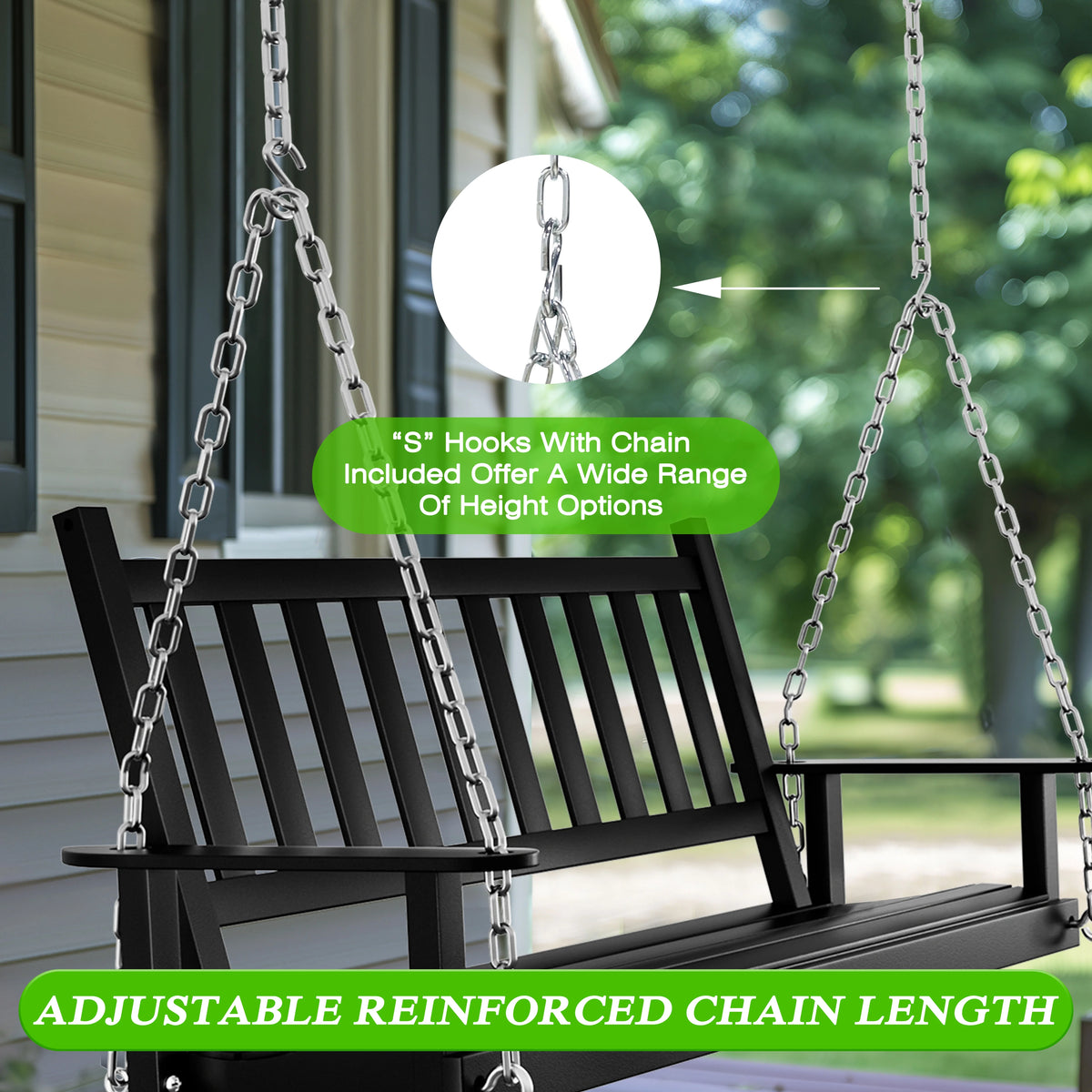 2-Seat Hanging Wooden Porch Swing O99124